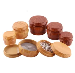 Newest Wooden Drum Grinder Wood Smoking Matel Herb Grinders 2 Type 40mm/50mm/63mm 4 Layers Tobacco Other Smoke Accessories