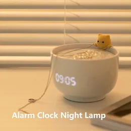 Night Lamp Alarm Clock SMART CONTROL LED Digital Clock Electronic Desk Table Clock Cut Cat For Children Barn Hemdekoration 240110