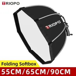 Bags Triopo 55cm 65cm 90cm 120cm Foldable Octagon Softbox Bracket Mount Soft Box Handle for Godox Yongnuo Speedlite Flash Light