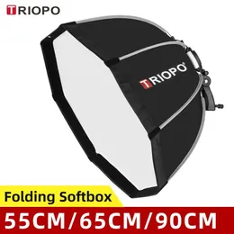 Çantalar Triopo 55cm 65cm 90cm 120cm Katlanabilir Sekizli Softbox Bracket Montaj Yumuşak Kutu Tutucu Godox Yongnuo Speedlite Flash Işık