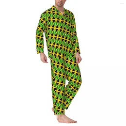Men's Sleepwear Jamaican Flag Pajama Sets Spring Jamaica Fashion Cute Daily Unisex 2 Pieces Vintage Oversized Custom Nightwear Gift