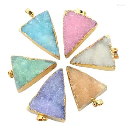 Pendant Necklaces Irregular Amethys Natural Crystal Druzy Gems Triangle Stone For Jewelry Making 25 32mm