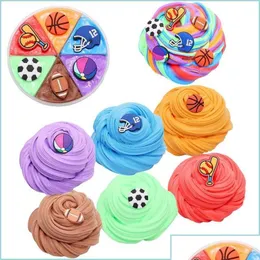 Clay -Cough Modeling Clay 6 Colours Slime Sports Football Basketball Clays Botton Mud Zestaw DIY Playdough Puszysty prezent na Boże Narodzenie Dh5vz