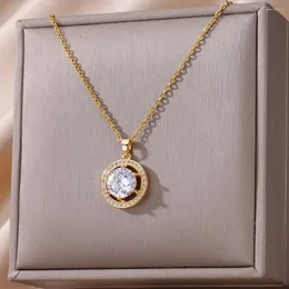 Hänghalsband halsband för kvinnor 18k guldpläterade smycken lyxig glänsande kristall jord zirkon kropp dekorera estetisk charm accessorie