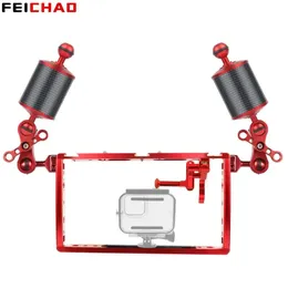 Tripés subaquáticos DualHandle Tray Camera Stabilizer Bracket Tripé Titular com braço de flutuabilidade de mergulho para GoPro DSLR Smartphone Selfie Grip