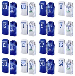 مخصصة إيطاليا المطبوعة Eurobasket كرة السلة قمصان 2022 Blue Home White Away 13 Simone Fontecchio Marco Spissu 1 Nicolo Mannion 6 4656708