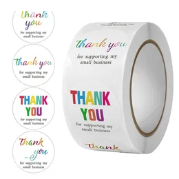 500pcs Roll Colorful Thank You Business Label Adhesive Stickers Store Box Bag Baking Shop Package Envelope Office Decoration