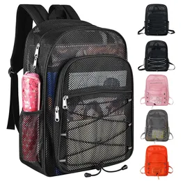 Mesh See Through Backpack Comfortable Shoulder Strap Fitness Bag HighCapacity Multifunctional Wearresistant for Outdoor Sports 240110