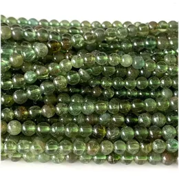 Loose Gemstones Natural Genuine Clear Green Apatite Fluorapatite Round Small Beads 15" 07922