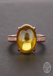 Anel de pedra preciosa citrina natural em ouro rosa para mulheres em prata esterlina 925 anel citrino amarelo tamanho de noivado de casamento 5127550210