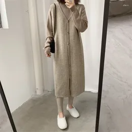 Kvinnors västar Fashion Long Sweater Cardigan Solid ärmlös Single Breasted Sticked Vest All-Match Knitting Tank Top Coats for Women