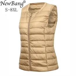Bang Brand 7xl 8xl duży rozmiar kamizelki Women Warme Vests Ultra Light Down Women Portable Sleveless Winter Liner 240130