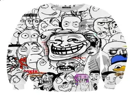 2018 Moda Kadınmen Meme Troll Yüzü Komik 3D Baskı Gündelik Sweatshirts Jumper Moda Giyim Tops0032697665