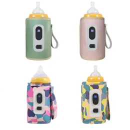 USB Milk Water Warmer Portable Temperature Display Baby Bottle Heater 5 Gear Adjustable 38°C-55°C Outdoor Travel Accessories 240111