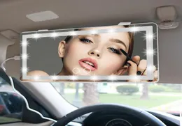 Araba Makyaj Aynası Şarj Edilebilir LED Makyaj Makyaj Aynası 60 LED Işık 3 Aydınlatma Modu Arka Güneş Vizör Aynası Araç Aksesuarları3742135