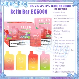 Relfx Bar BC5000 Puff Disposable E Cigarettes Mesh Coil 15ml Pod 650 mAh Battery Electronic Cigs Puffs 5K 0% 2% 3% 5% 20 Flavors Vape Pen Fast Delivery Factory Outlet Kit