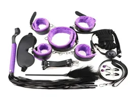 Massagem 10 pçsset sexo brinquedos eróticos chicote algemas mamilo braçadeira sexo bondage conjunto de retenção brinquedos sexuais para casais bdsm jogos adultos cosp9072601