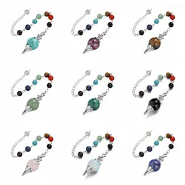 Pendant Necklaces ASHMITA Natural Stone Sphere Yoga Pendulum 18MM Quartz Balls Pendants 7 Chakra Crystal Chain For Lucky Birthday Healing