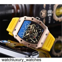 Richardmill Designer Watches Watch Flowers Headon Date Automatic Men Fashion Mens Rubber Silicone Quartz Movement Clock Watch Watch SS2A