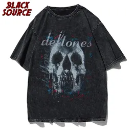 Hip-Hop Men T-shirt Skull Black T Shirt Dark Wind Style Black Plus Size Tops Harajuku Y2K Vintage Streetwear Męskie ubrania Męskie Tops 240112