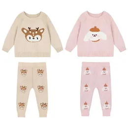 Pullover Spring Baby Knitwear For Boys Baby Girl Clothes Baby Boy tröja Set Tops + Pants Pull Fille nyfödda outwears uppsättningar 0-3yl2401