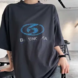 Designer Blenciaga Baleciaga T Shirt High version 2024 summer new luxury trend B home straight split printed ready to wear worn out short sleeved T-shirts