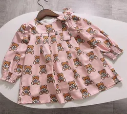 브랜드 어린이 소녀 옷 longleeved bear print dress baby girl princess 드레스 210 년 만화 편지 스타일 의류 2608001