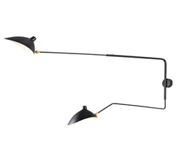 Post Modern Serge Mouille Wall Sconce Single Two Arm Nordic Wall Light Justerbar lång arm sovrum butik café vägglampa fixturer1364233