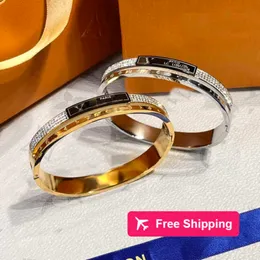 Bangle Classic Bracelets Women Bangle Designer Jewelry Crystal Gold Sier Sier Splated Stael Stael Miłośnicy Prezent Banles Mens Bransoletka S317 3GPI