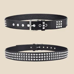 2023 New Square Bead Rivet Belt Metal Pyramid Belt Men And Women Punk Hardware Jeans Belt Designer Belt Woman Belts3.3cm