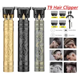 Tagliacapelli elettrico T9 USB per uomo Tagliatrice di capelli Ricaricabile Uomo Rasoio Trimmer Barbiere Tecnico Barba Trimmer 240111