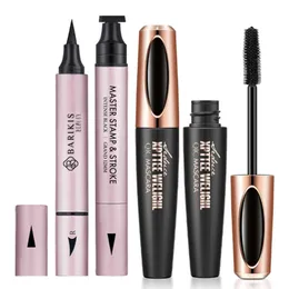 Pinsel 4d Faser Wimpern Mascara Doppelkopf wasserdicht flüssiger Eyeliner Stifte Flügel Augen Liner Stempel Stempel Make -up -Set Kosmetikkit Kosmetik Kit