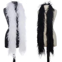 2METERSLOT WHITE BLACK OSTRICH FEATHERS BOA