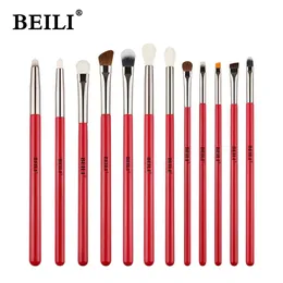 Pincéis Beili Red 1218pcs Pincéis de maquiagem Conjunto de cabra Pônei Cabelo Sombra Sobrancelha Fundação Delineador Blending Professional Make Up Brush