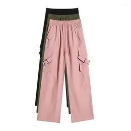 Pantalon femme Multi poches Sport taille haute Cargo avec cordon élastique pantalon large pour décontracté