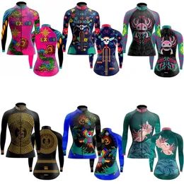 Set Mexico Women Long Sleeve Cycling Jersey Thin eller Winter Fleece Bike Contest Clothing Mtb Maillot Ciclismo Mujeres