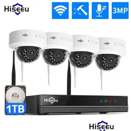 كاميرات IP HISEEU 1536P 1080P HD ثنائية الاتجاه O CCTV Security Camera System Kit P 8ch NVR Home Home WiFi Surveillance Dr Dhjax