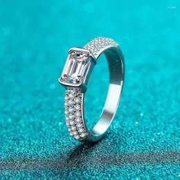 Cluster Rings LORIELE White Gold 1ct Radiant/Emerald Cut Moissanite Ring For Women Bridal Lab Diamond Marriage Promise Band 925 Silver