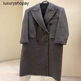 Maxmaras Womens Cashmere Coats 랩 코트 낙타 머리 모발 Maxmaras23 Autumnwinter August New Double Breast Striped Eccesso 구매 대행사 no