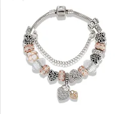 Bracelet de perles de cristal à brins avec pendentif de serrure d'amour creux vintagent8105525