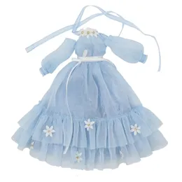 DBS -klänning för Blyth Doll Icy Licca Outfit Blue Dress Flower Suit Wedding Lace Anime kläder 240111