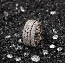 Drehbarer kubanischer Ring, modischer Hip-Hop-Schmuck, Herren-Gold, Silber, hochwertiger Diamant, Iced Out-Ringe1202810