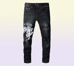 Men039s Jeans Amri Pantaloni strappati Moda Abbigliamento Hip Hop Versione Autunno Inverno High Street Trendy Cupido Lettere stampate Grandi S6518629