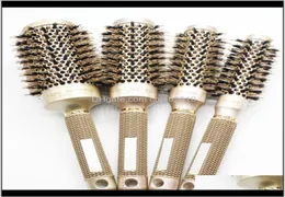 Nano Ionic Boar Brestle Hair Brush Salon Comb Barrel Blow Dry Hair Round Bruste i 4 storlekar Professionella salongstylingverktyg B087 T5683011