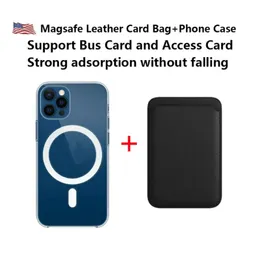 Magnetische Handyhülle und Leder-Brieftaschen-Kartenhalter-Hülle passend für iPhone 15 14 12 Pro Max Mini Mag Safe Back Cover