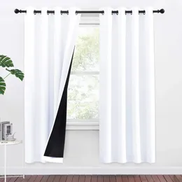 100% Blackout Window Curtain Panel for Bedroom Livingroom Heat and Full Light Blocking Drapes with Black Liner for Nursery el 240111