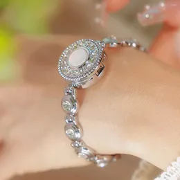 Relógios de pulso mulheres relógio ouro vintage pulseira pequena quartzo relógios de alta qualidade moda luxo prata diamante presente para namorada 2024