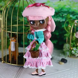 ICY DBS Blyth doll 16 bjd jointed body super black skin including clothes shoes 30cm toy 240111