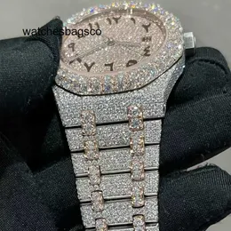 Luxury Diamond Designer Stones Big Moissanite Watch PASS TEST Flower Bezel Automatic Diamanti zaffiro completamente ghiacciati di alta qualità