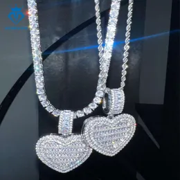 Collares de joyería fina, probador de diamantes Vvs, colgante de cadena de moissanita, colgante de corazón con dije de plata 925